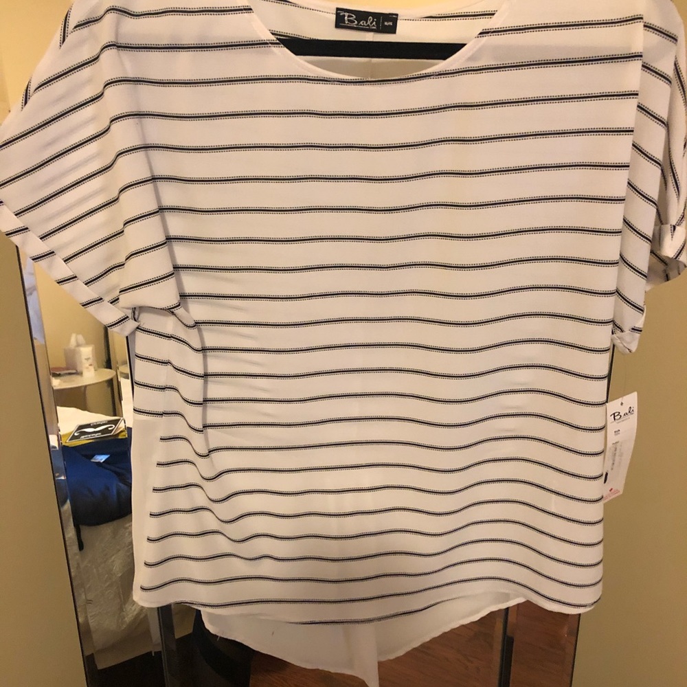 Black and white striped blouse